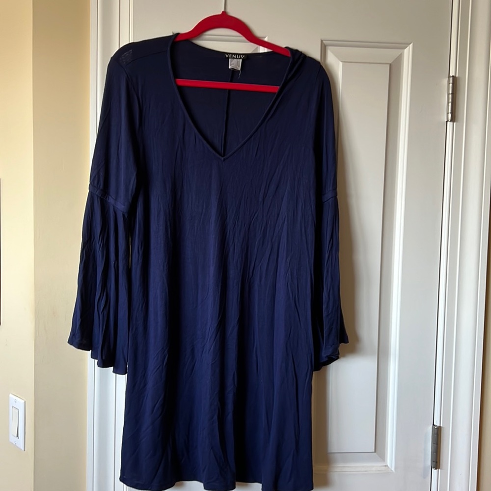 Venus navy summer dress XL with flare sleeves